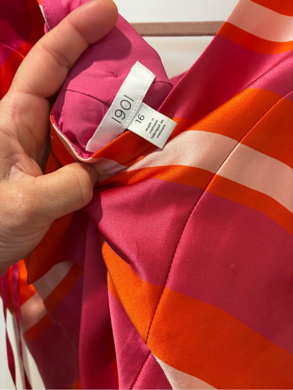 1901 Pink and Orange Striped Fit-and-Flare Midi Dress - Picture 5 of 5